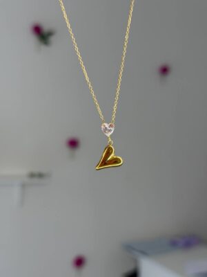 ΑΤΣΑΛΙΝΟ ΚΟΛΙΕ 43cm χρυσό χρώμα με καρδιά 1.5cm (Y226) με πέτρα (JL-101107 Y226)