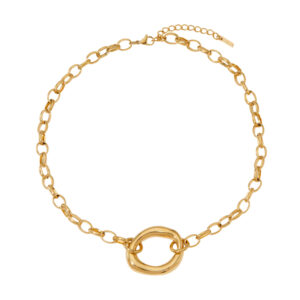 Ατσάλινο Κολιέ Chunky Chain με Μοντέρνο Κρίκο χρυσό χρώμα (JL-101211 Y260)
