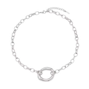 Ατσάλινο Κολιέ Chunky Chain με Μοντέρνο Κρίκο ασημί χρώμα (JL-101212 Y259)