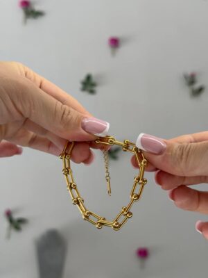Ατσάλινο Βραχιόλι αλυσίδα χρυσό χρώμα (JL-101248 Y196)