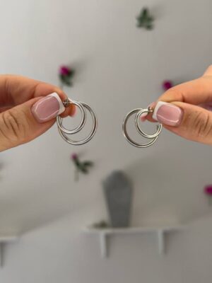 Σκουλαρίκια από ατσάλι 2,5 cm, ασημί χρώμα (Y96)