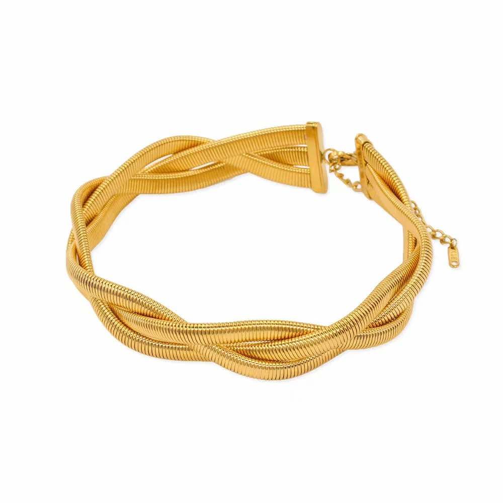 Ατσάλινο Κολιέ Chocker Χρυσό (Y369) - Image 2
