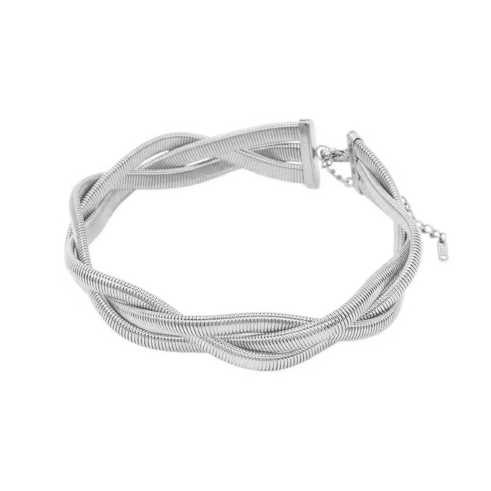 Ατσάλινο Κολιέ Chocker Ασημί (Y370)